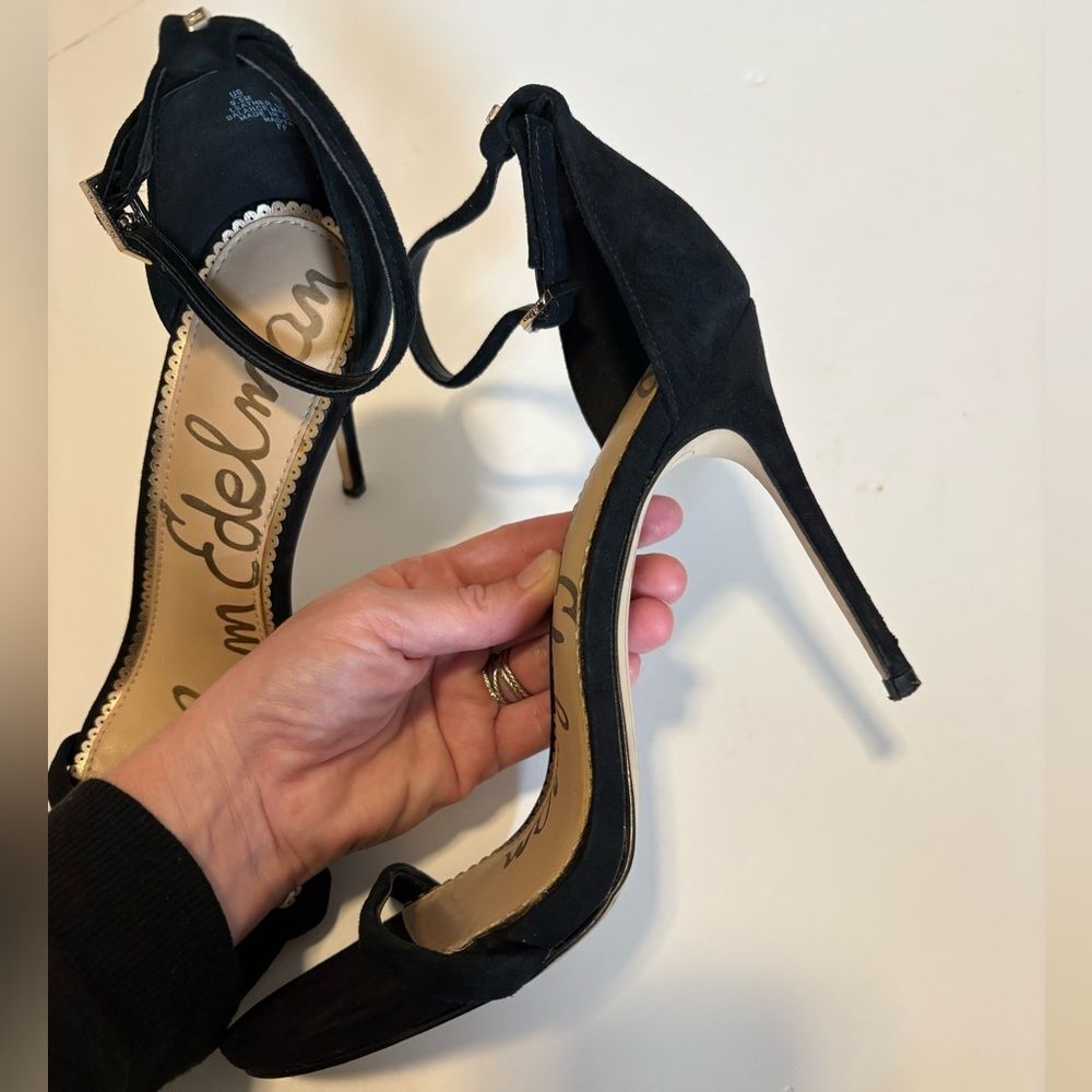 Sam Edelman Nadya Chic Black Suede Ankle Strap Heels 9.5 - Picture 4 of 8